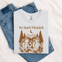 Thumbnail for May include a Sport Grey humorous hiking quote, mountain trail graphic, outdoor-themed design, casual T-shirt, and funny “No Bad Trails Just Bad Knees” message.