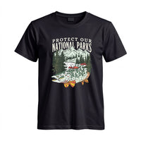 Thumbnail for May include a Black Protect Our National Parks Fish X River Graphic T-Shirt featuring a fish silhouette with a scenic river landscape for anglers, hikers, campers, and nature lovers.