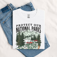 Thumbnail for May include a White Protect Our National Parks Fish X River Graphic T-Shirt featuring a fish silhouette with a scenic river landscape for anglers, hikers, campers, and nature lovers.