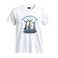 Thumbnail for May include a White person wearing the Offshore Slam Performance Fishing T-Shirt designed for offshore anglers during a saltwater fishing adventure on the open water.