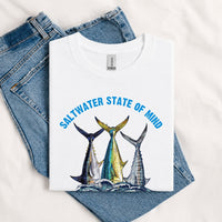Thumbnail for May include a White person wearing the Offshore Slam Performance Fishing T-Shirt designed for offshore anglers during a saltwater fishing adventure on the open water.