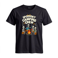 Thumbnail for May include a Black Spooky Camping Crew T-Shirt featuring a funny Halloween camping graphic with festive fall elements for campers and outdoor enthusiasts.