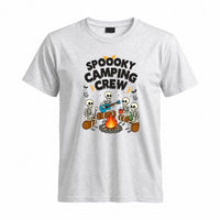 Thumbnail for May include a Sport grey Spooky Camping Crew T-Shirt featuring a funny Halloween camping graphic with festive fall elements for campers and outdoor enthusiasts.