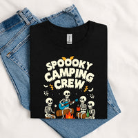 Thumbnail for May include a Black Spooky Camping Crew T-Shirt featuring a funny Halloween camping graphic with festive fall elements for campers and outdoor enthusiasts.