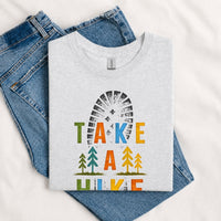 Thumbnail for May include a Sport Grey Take A Hike Boot Print T-Shirt featuring a hiking boot print graphic with a funny outdoor quote for hikers, campers, backpackers, and nature lovers.