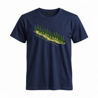 Thumbnail for May include a Navy The Trail Knows Where You Need to Go T-Shirt featuring an inspirational hiking graphic with outdoor adventure artwork for hikers, campers, backpackers, and nature lovers.