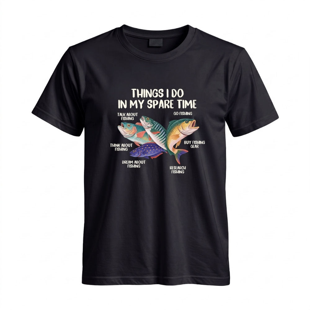 May include a Black Things I Do In My Spare Time Fishing T-Shirt featuring a funny fishing graphic design for anglers, fishermen, and outdoor enthusiasts.