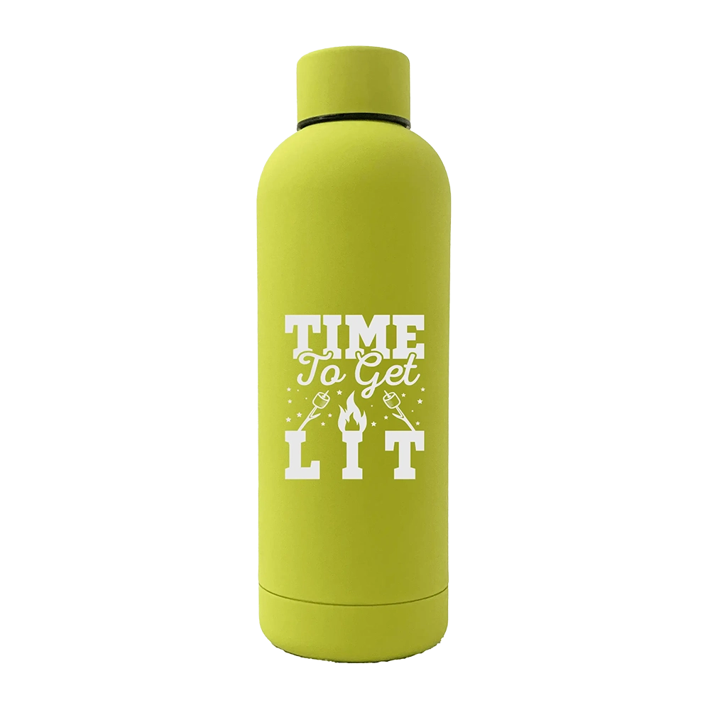 Time to Get Lit 17oz Stainless Rubberized Water Bottle