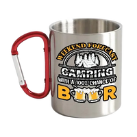 Thumbnail for Weekend Forecast, Camping with 100% Beer Stainless Steel Double Wall Carabiner Mug 12oz