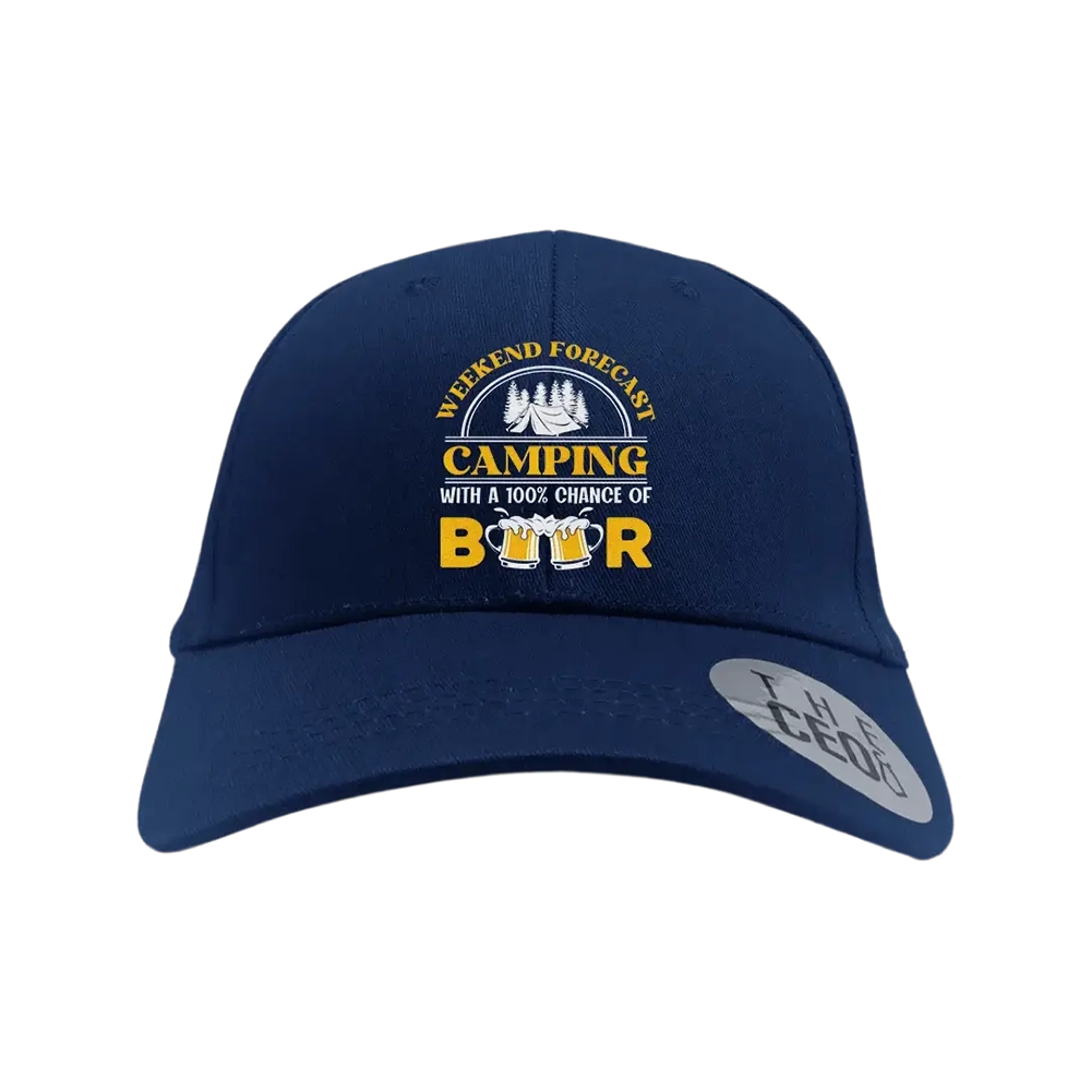 Weekend Forecast, Camping with 100% Beer Embroidered Baseball Hat