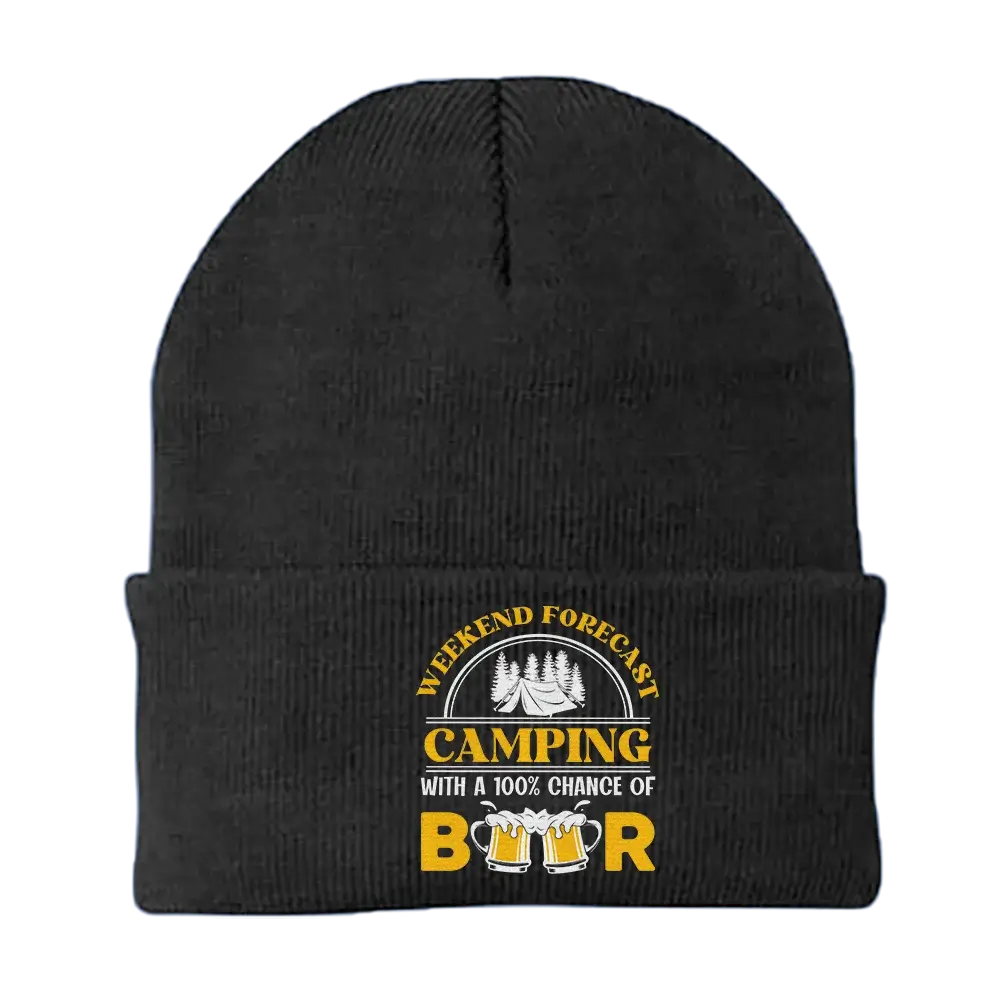 Weekend Forecast, Camping with 100% Beer Embroidered Beanie