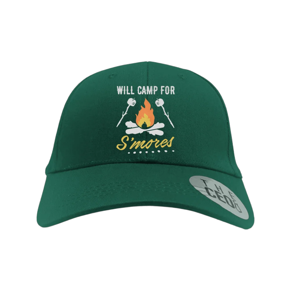 Will Camp For Smores Embroidered Baseball Hat