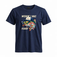 Thumbnail for May include a Navy Wishin' I Was Fishin' T-Shirt featuring a fishing-inspired graphic for anglers, boaters, lake lovers, and outdoor enthusiasts.