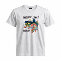 Thumbnail for May include a Sport Grey Wishin' I Was Fishin' T-Shirt featuring a fishing-inspired graphic for anglers, boaters, lake lovers, and outdoor enthusiasts.