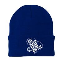 Thumbnail for Eat Sleep Fish Repeat Embroidered Beanie