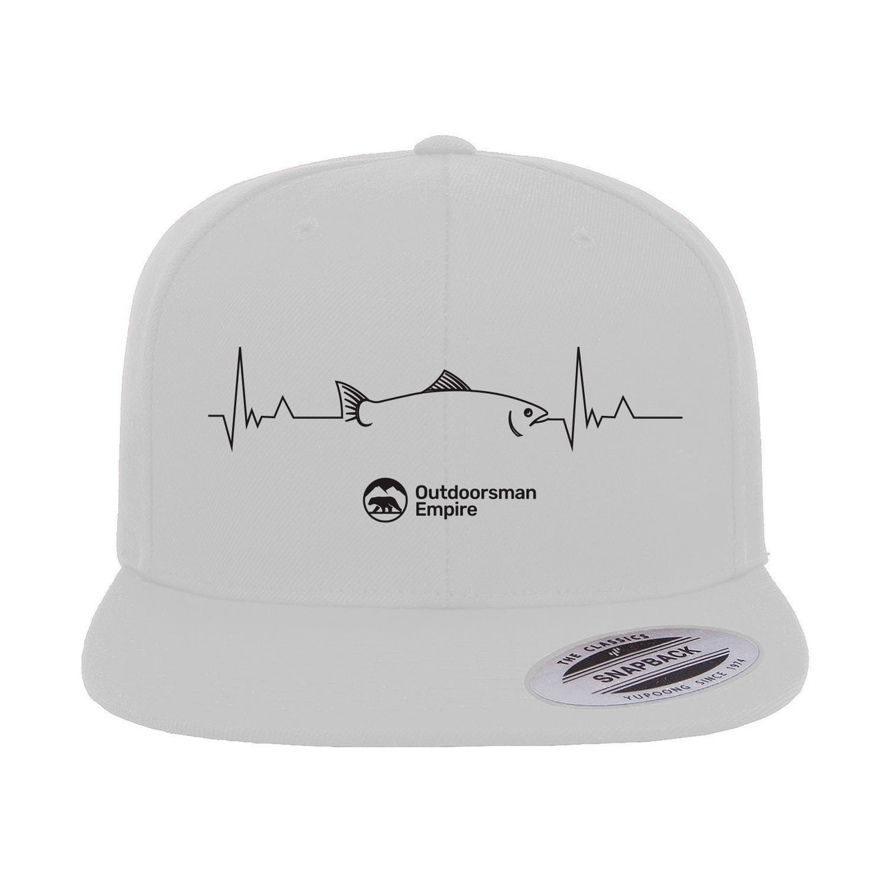 Fishing Cardiogram Embroidered Flat Bill Cap