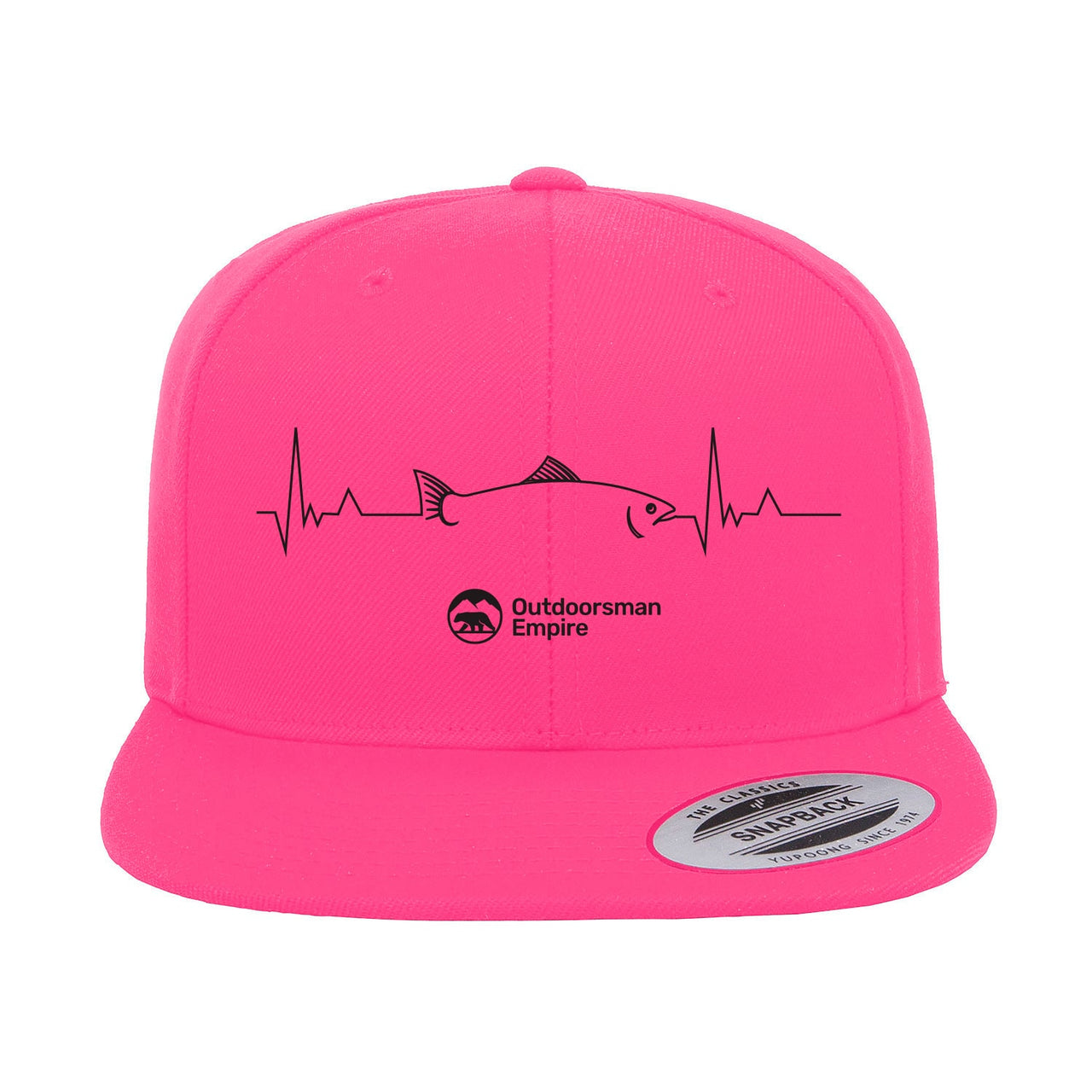 Fishing Cardiogram Embroidered Flat Bill Cap