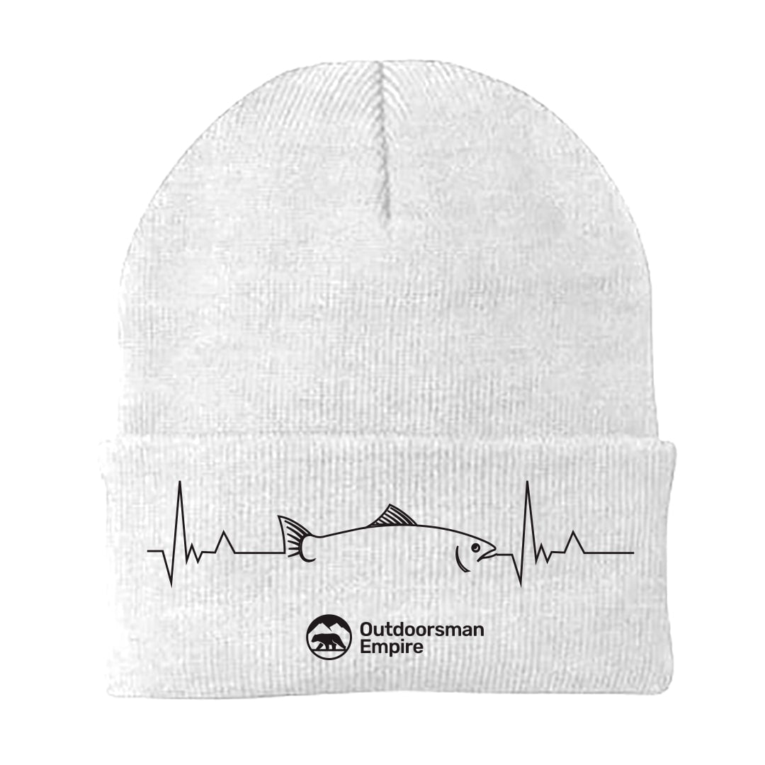 Fishing Cardiogram Embroidered Beanie