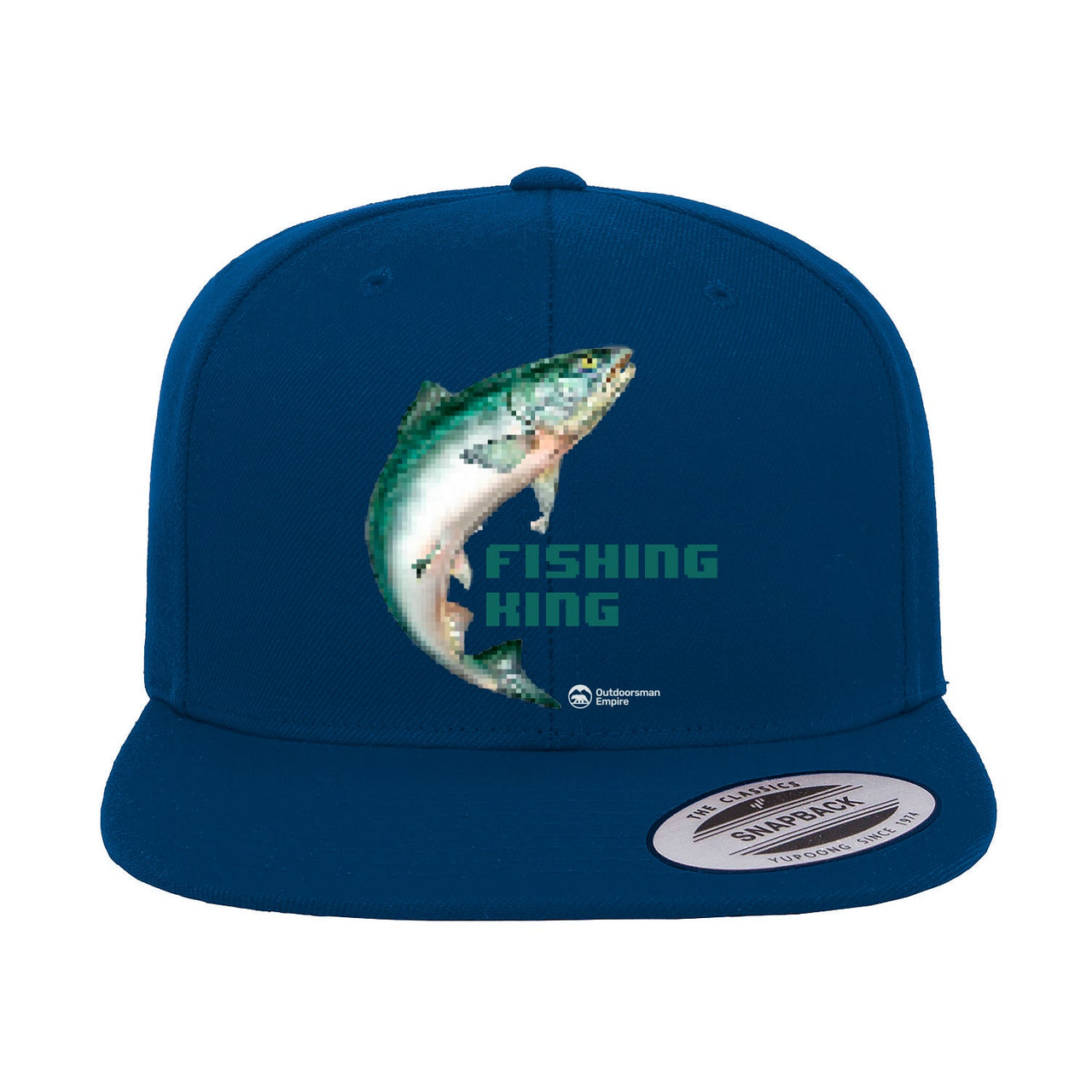 Fishing Pixelated Embroidered Flat Bill Cap