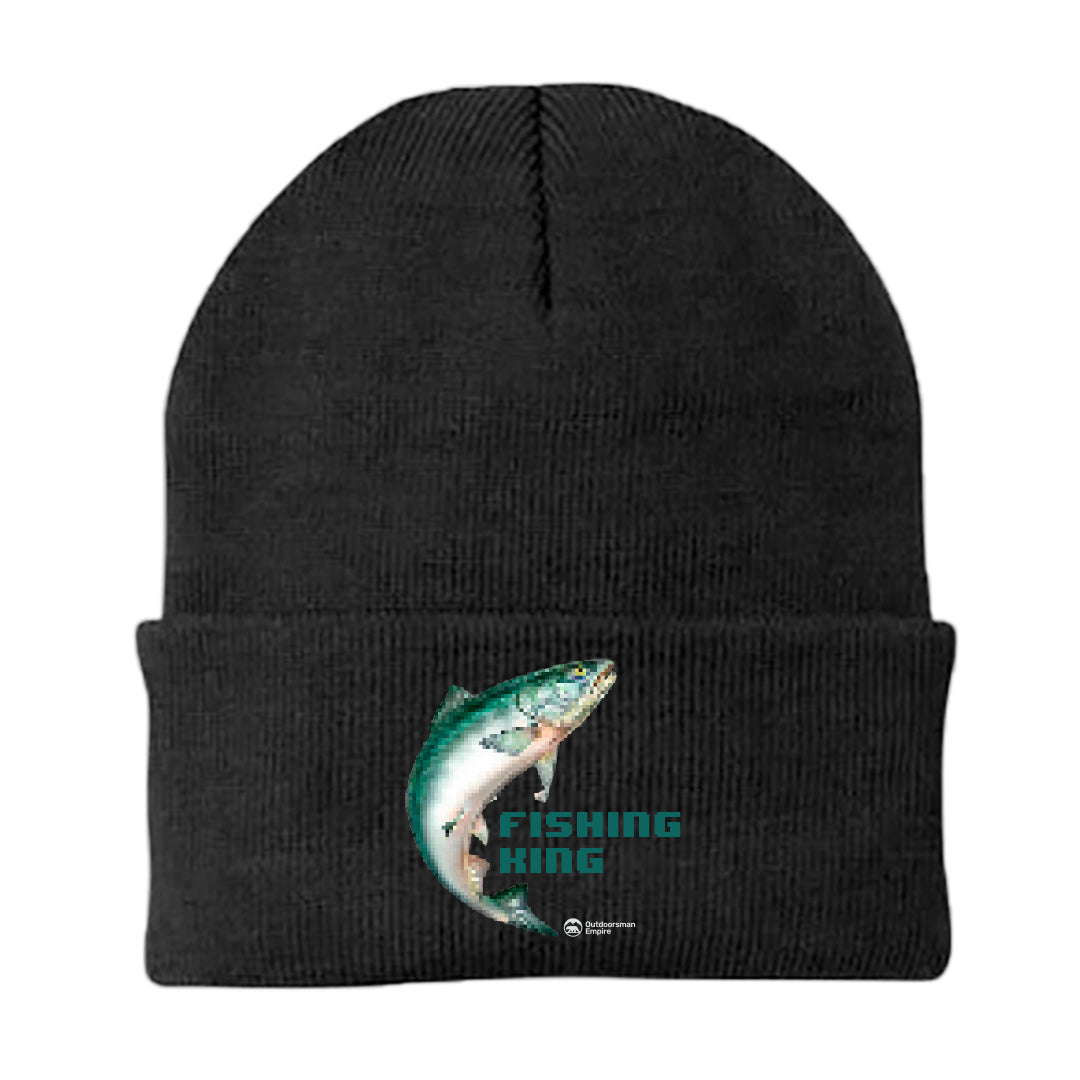 Fishing Pixelated Embroidered Beanie