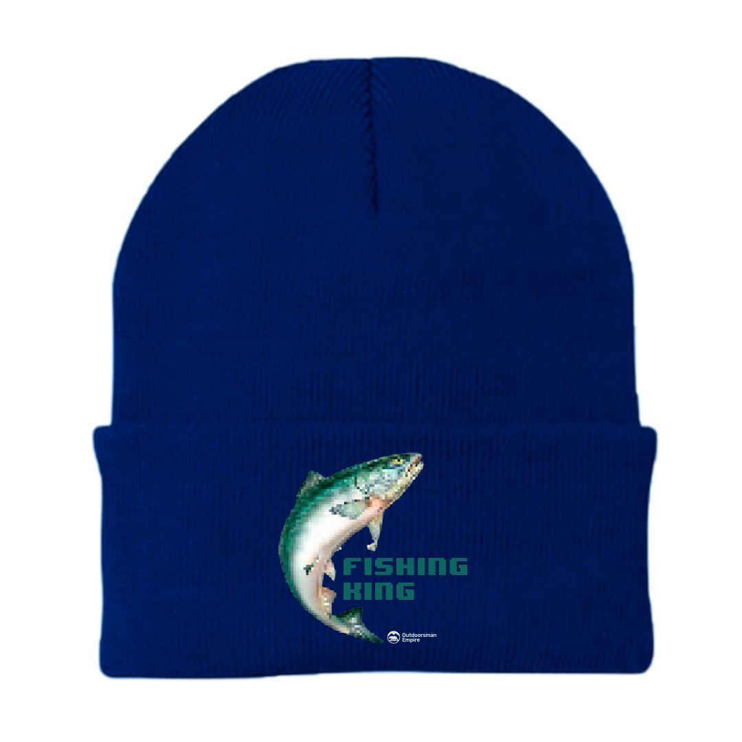 Fishing Pixelated Embroidered Beanie
