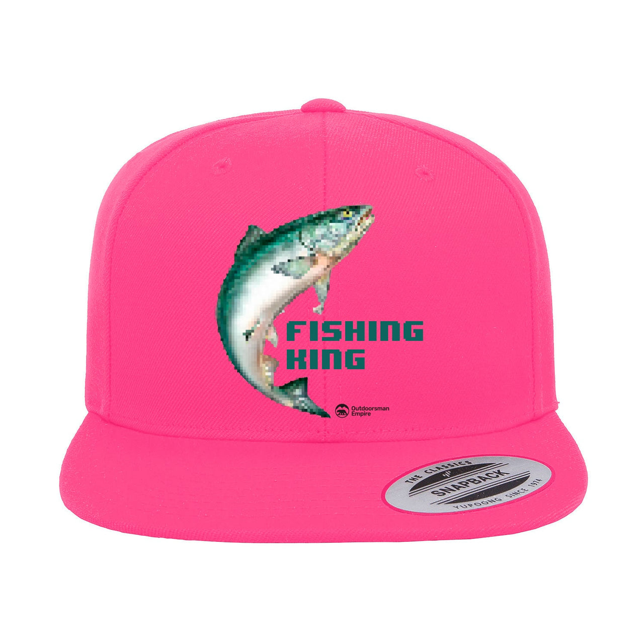 Fishing Pixelated Embroidered Flat Bill Cap