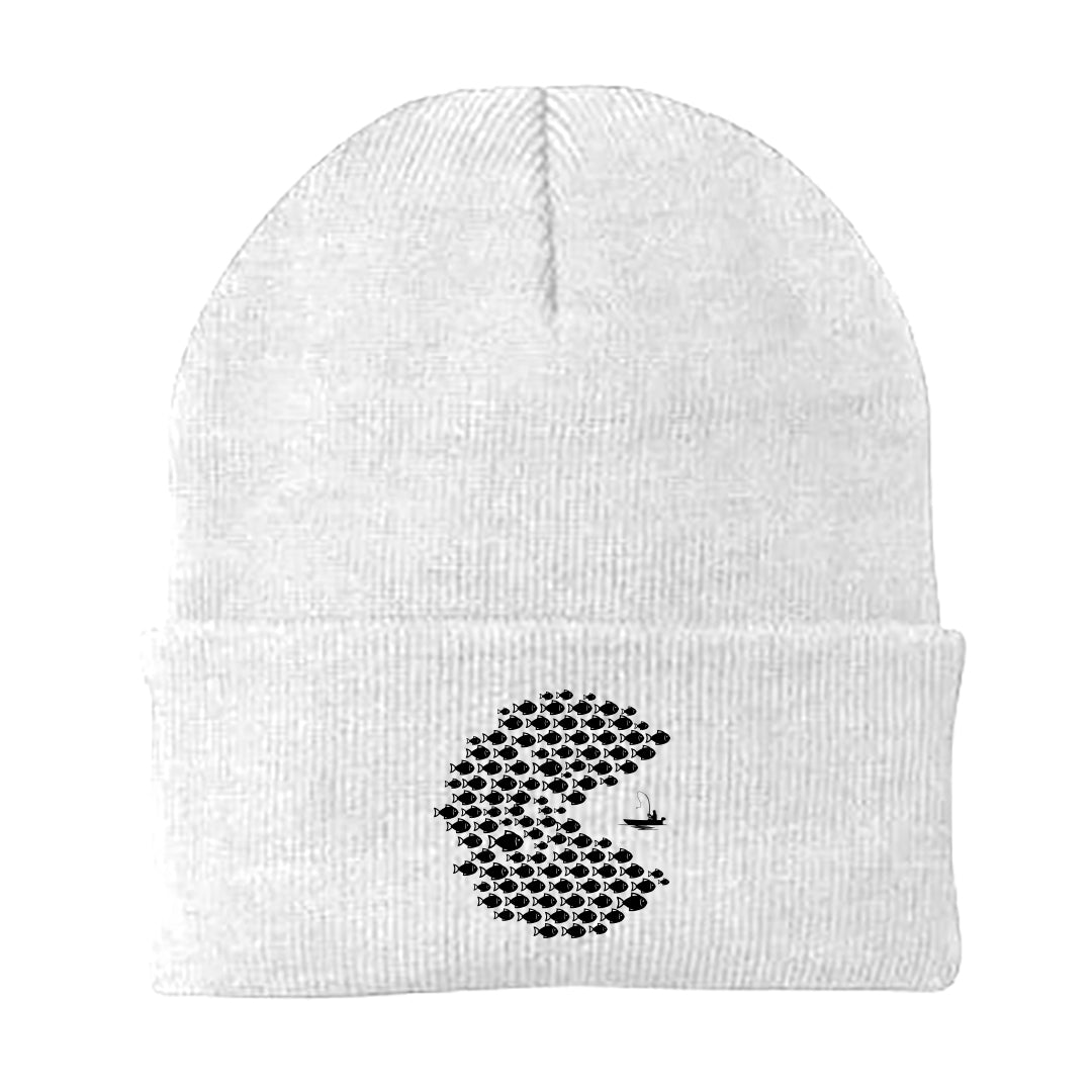 Fishing Pacman Style Embroidered Beanie