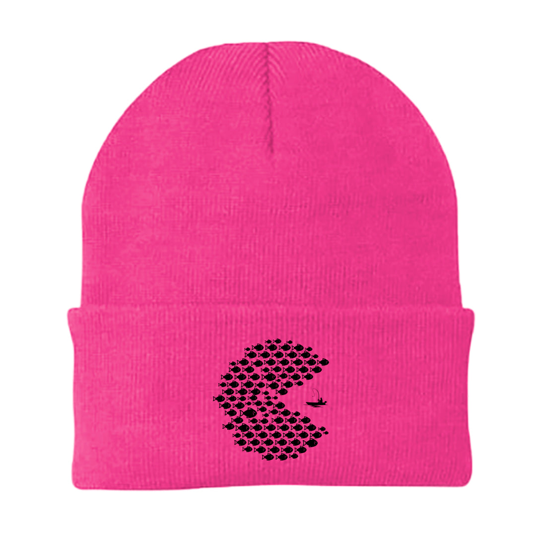Fishing Pacman Style Embroidered Beanie