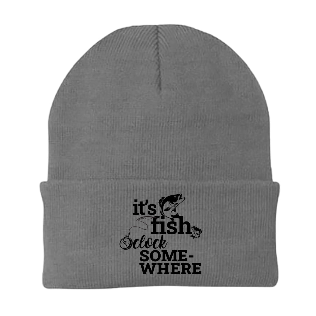 Its Fishing O'clock Embroidered Beanie