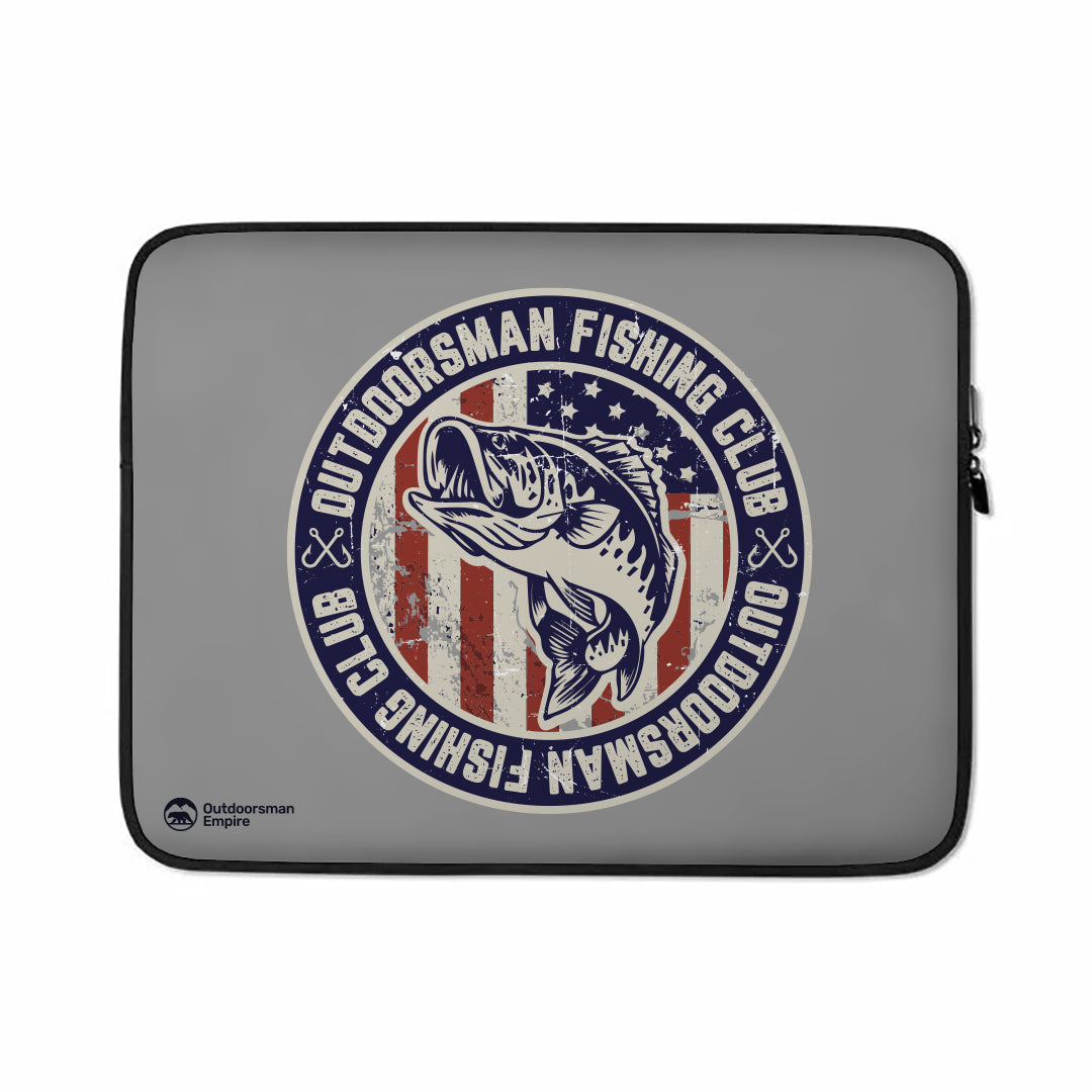 Outdoorsman Fishing Club Patriotic Laptop Sleeve