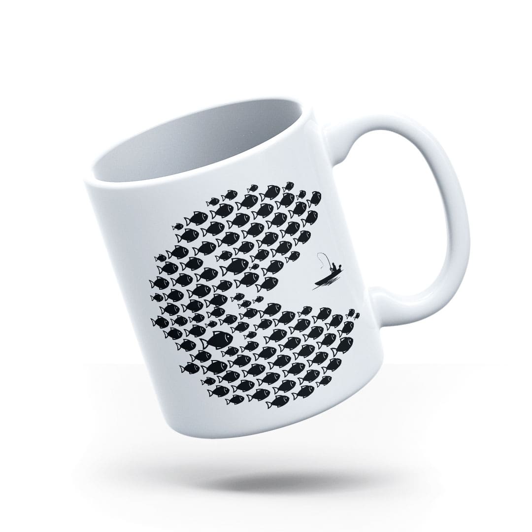 Fishing Pacman Style Coffee Mug