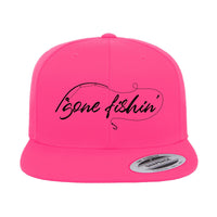 Thumbnail for Gone Fishing with Rod Embroidered Flat Bill Cap