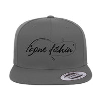 Thumbnail for Gone Fishing with Rod Embroidered Flat Bill Cap