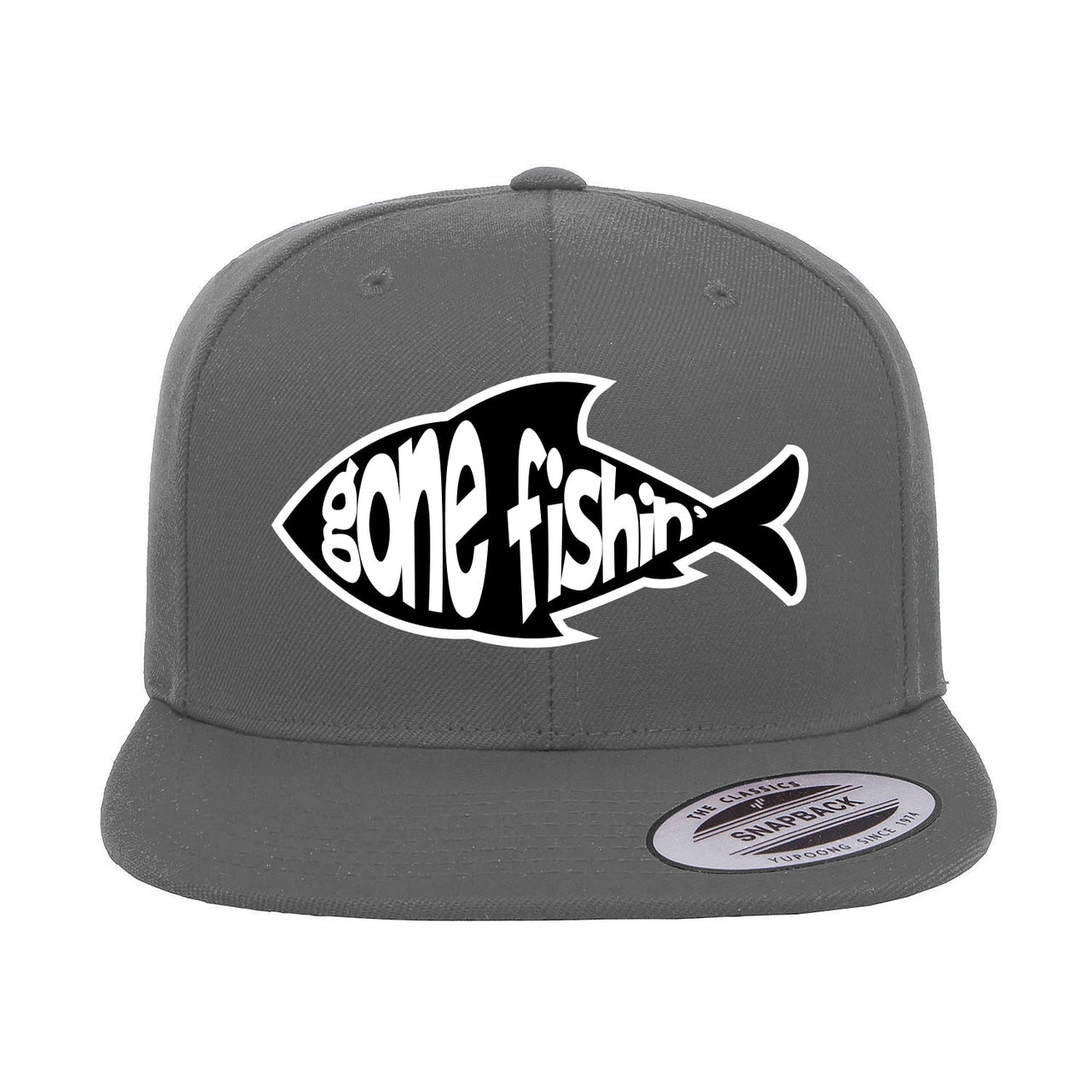 Gone Fishing Embroidered Flat Bill Cap