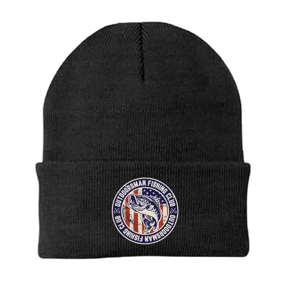 Outdoorsman Fishing Club Patriotic Embroidered Beanie