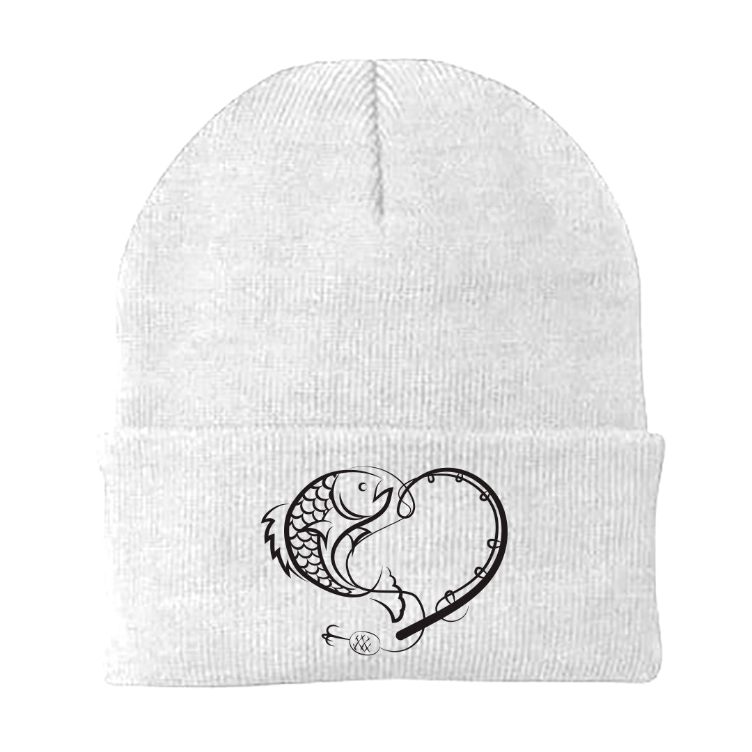 Fishing Heart Embroidered Beanie