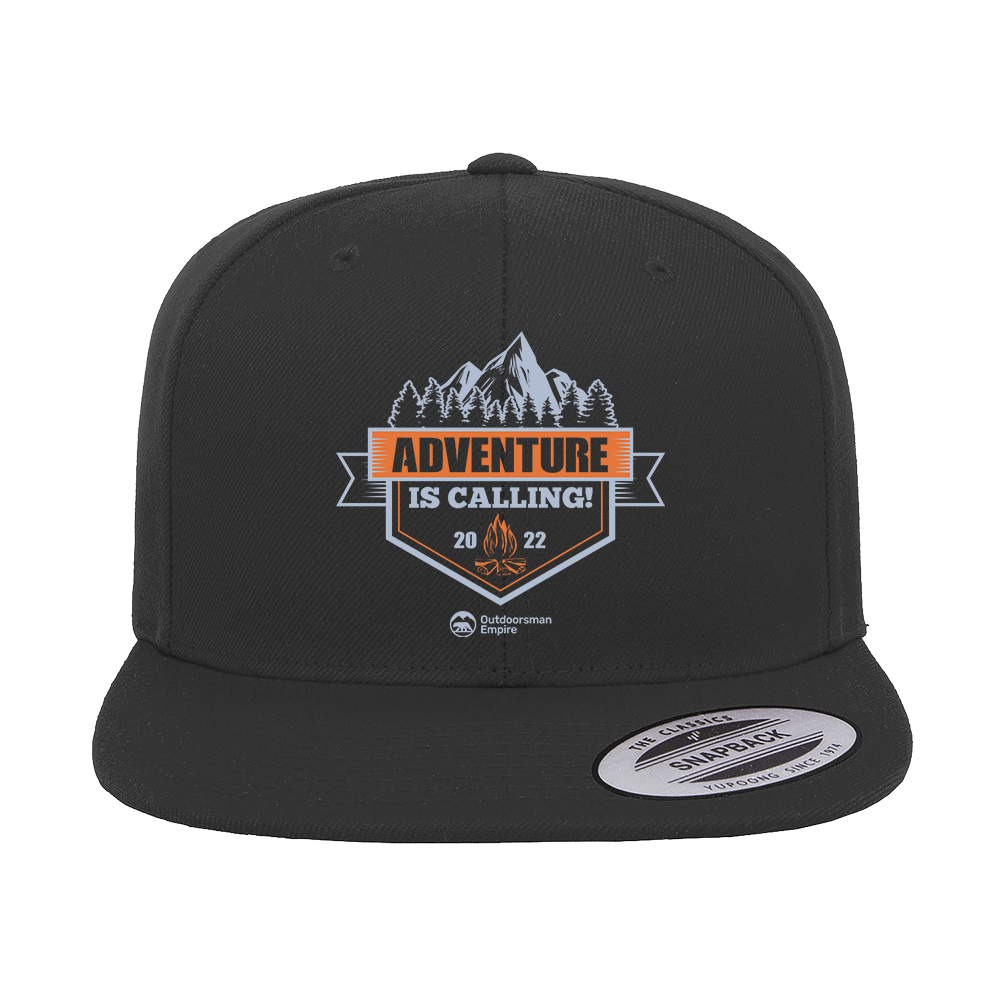 Adventure Is Calling Embroidered Flat Bill Cap