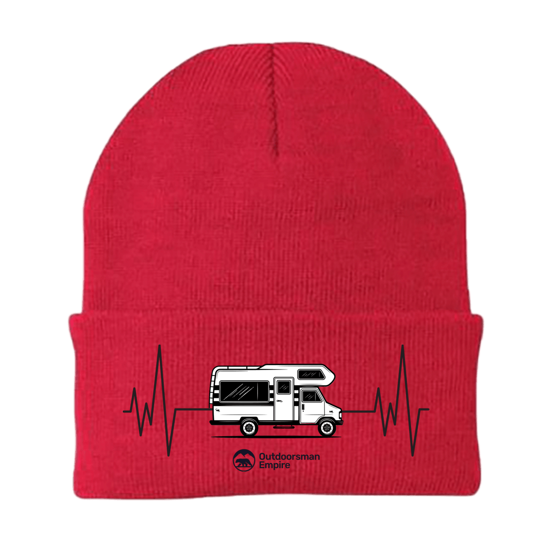 Camping Cardiogram Embroidered Beanie