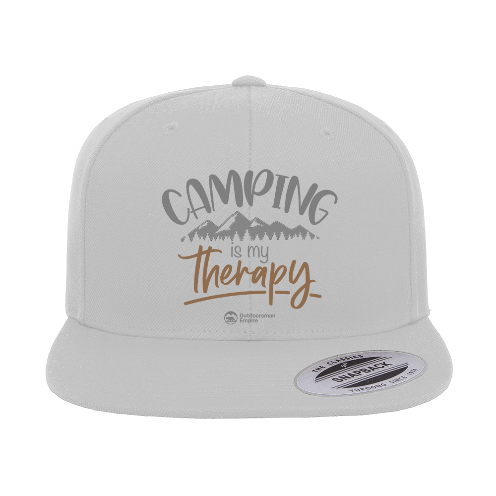 Camping Is My Therapy Embroidered Flat Bill Cap