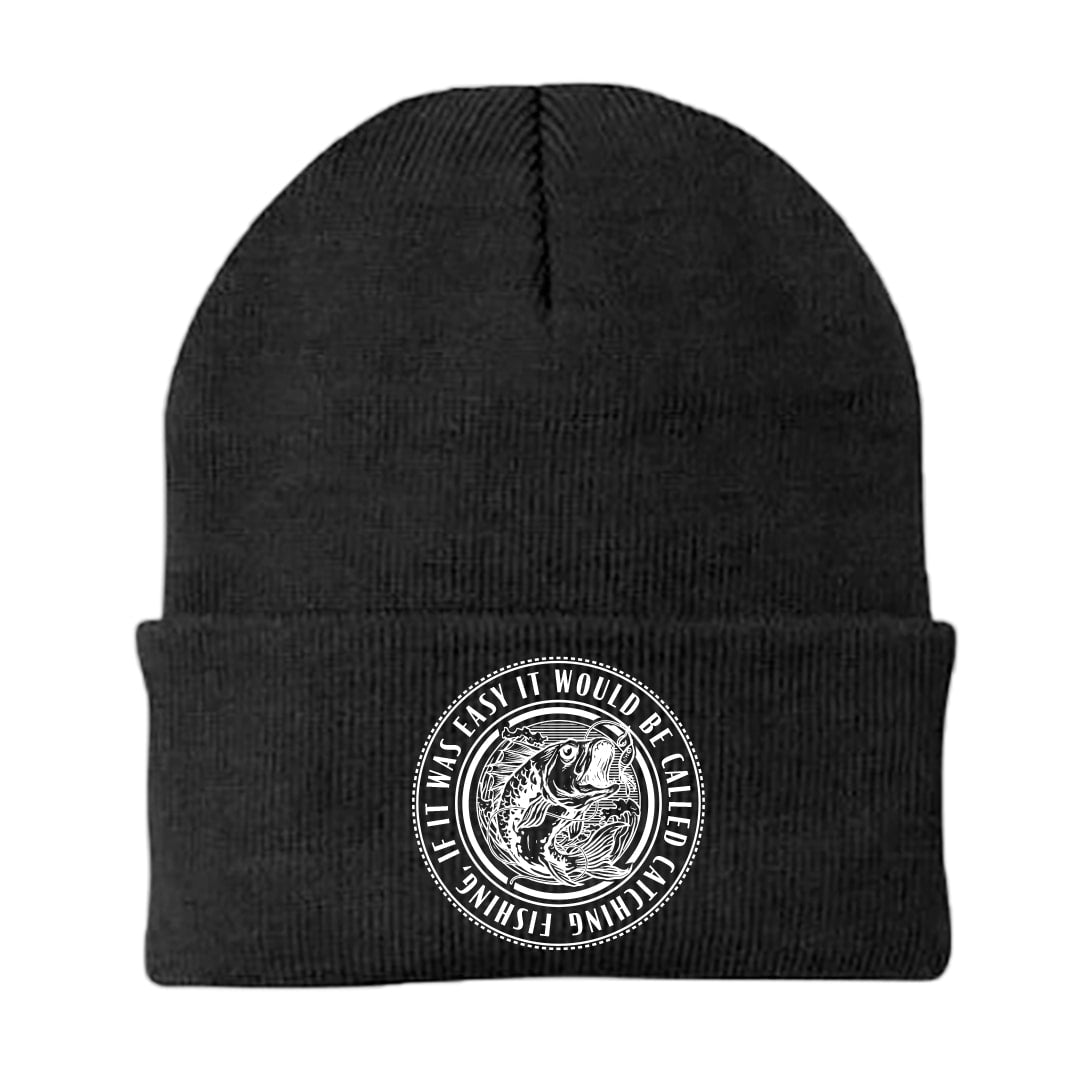 Catching Fishing Embroidered Beanie