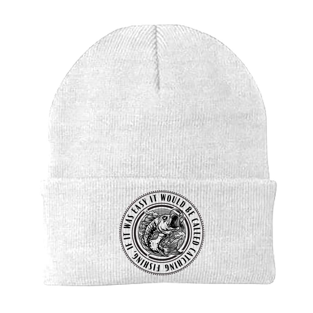 Catching Fishing Embroidered Beanie
