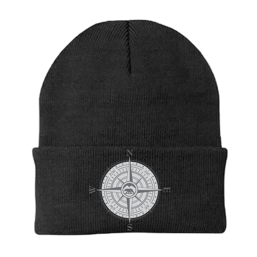 Compass Camping Embroidered Beanie