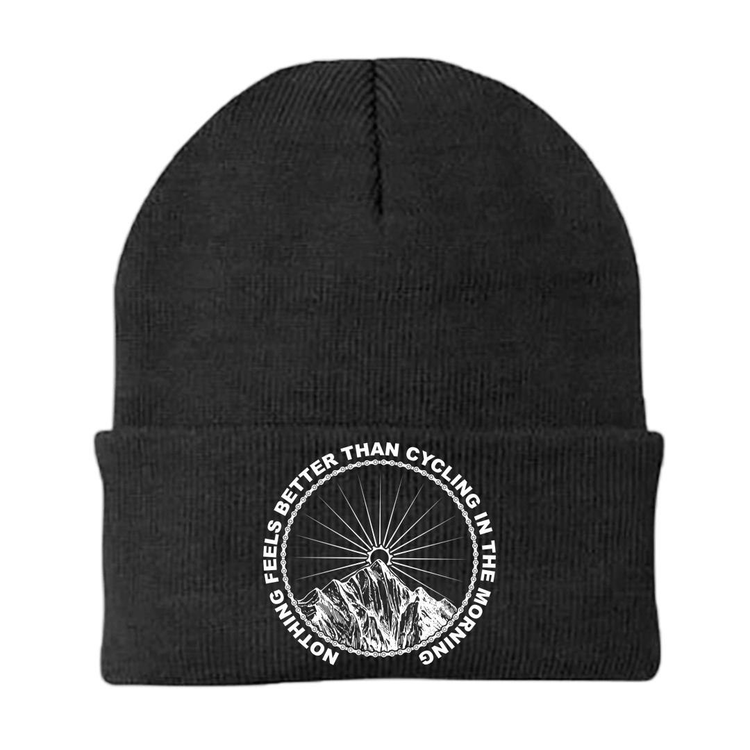 Cycling In The Morning Embroidered Beanie