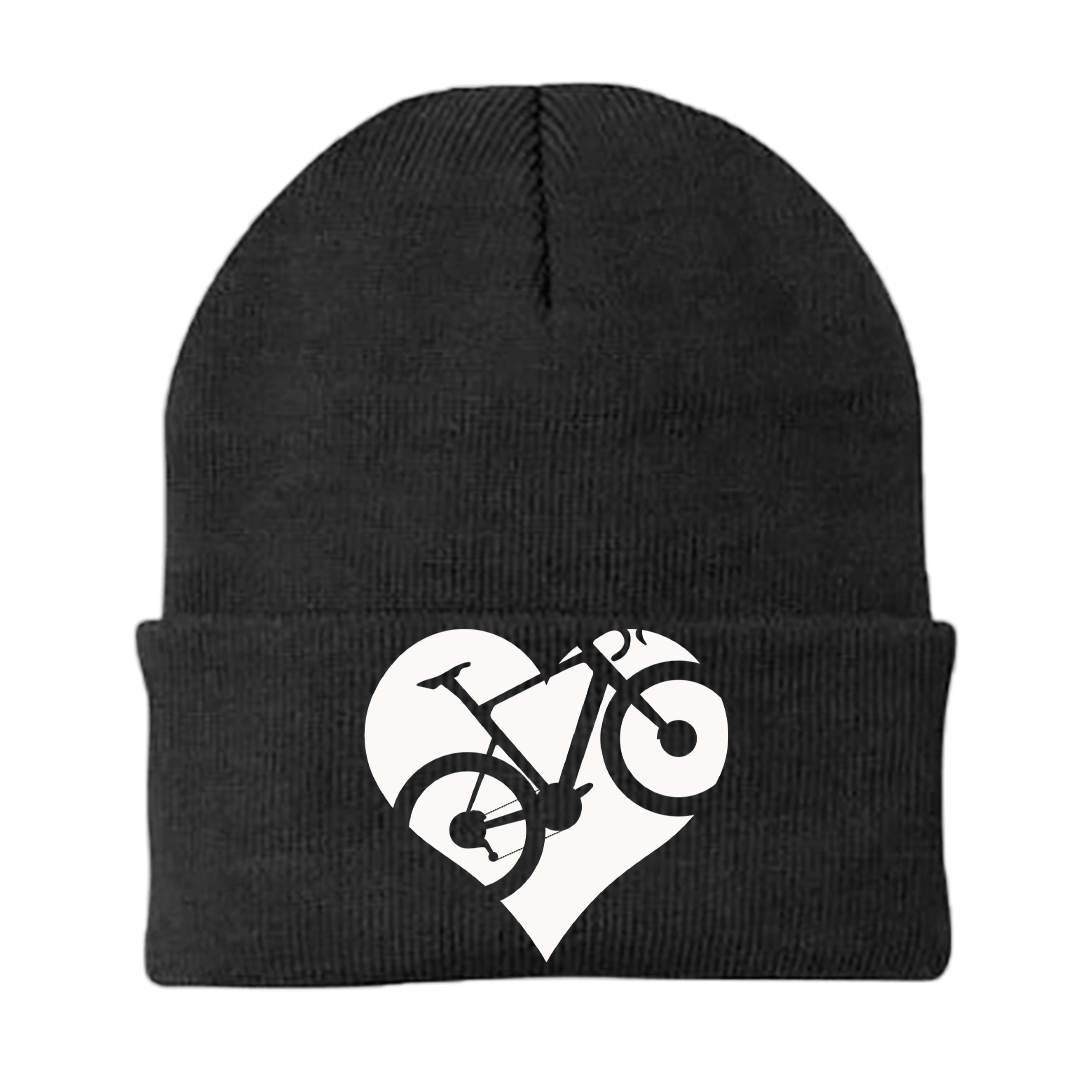Heart Bike Embroidered Beanie