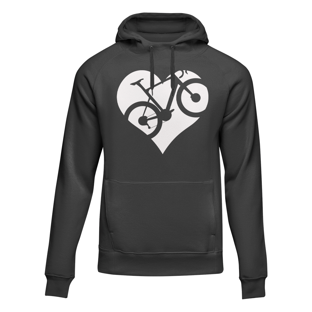 Heart Bike Adult Fleece Hooded Sweatshirt