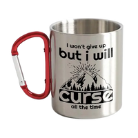 Thumbnail for Hiking I Won't Give Up But I Will Curse Stainless Steel Double Wall Carabiner Mug 12oz