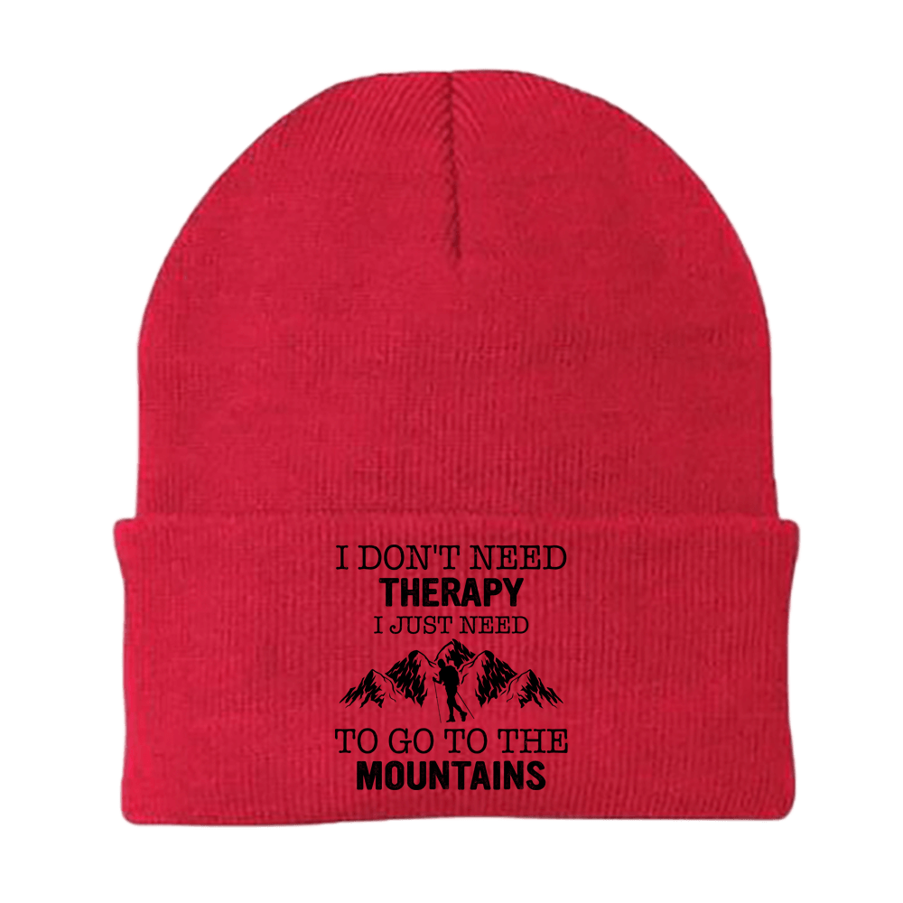 Hiking I Don't Need Therapy Embroidered Beanie
