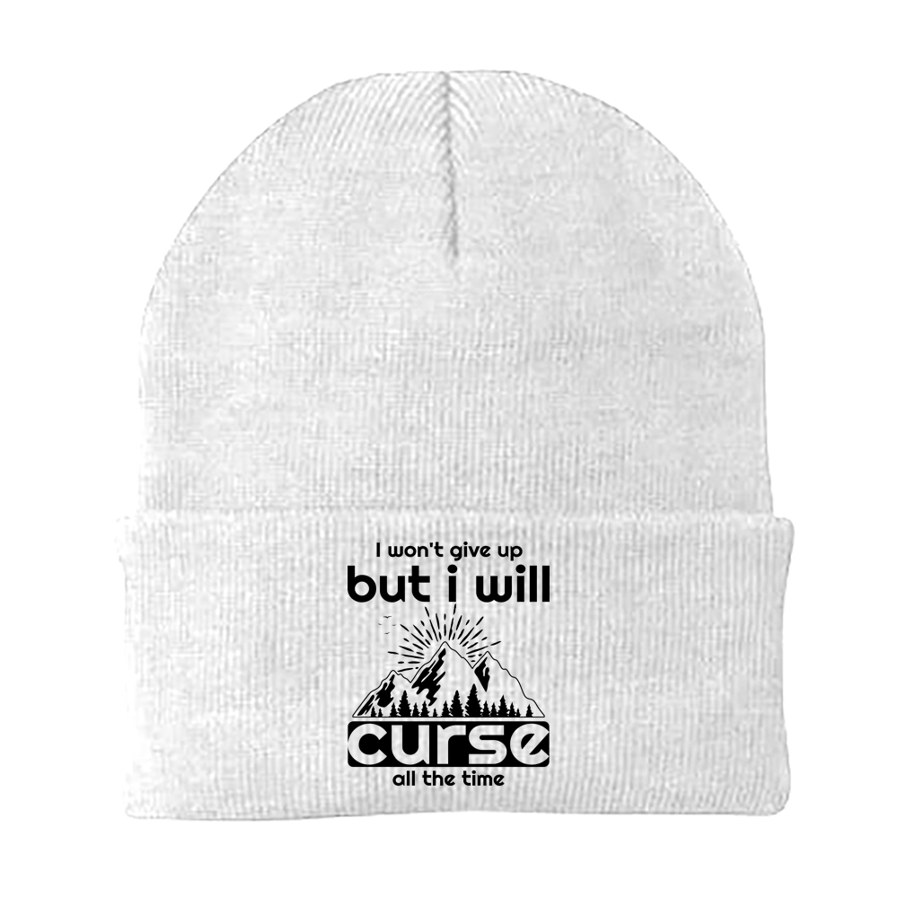 Hiking I Won't Give Up But I Will Curse Embroidered Beanie