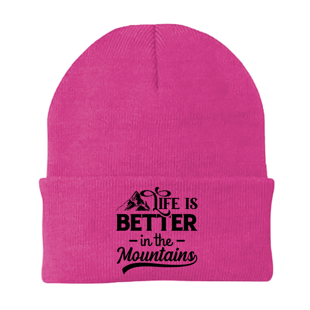Hiking Life Is Better In The Mountains Embroidered Beanie