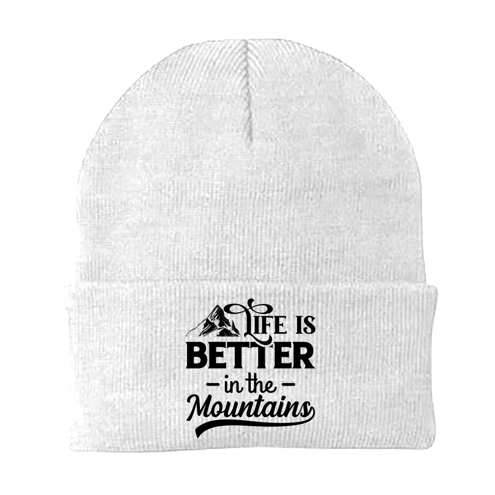 Hiking Life Is Better In The Mountains Embroidered Beanie